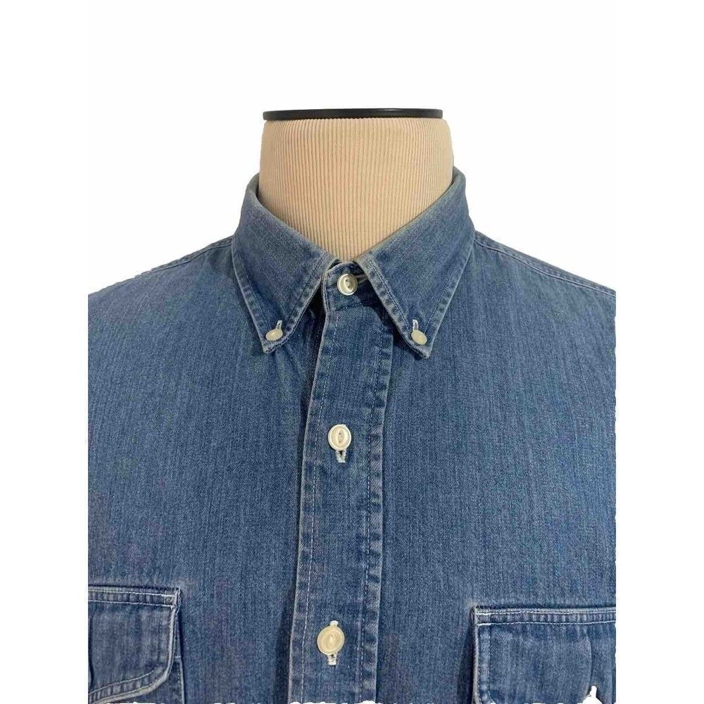 Ralph Lauren Chaps Denim Shirt Boy Scouts Tag Blue Mens Size XL country Cottons
